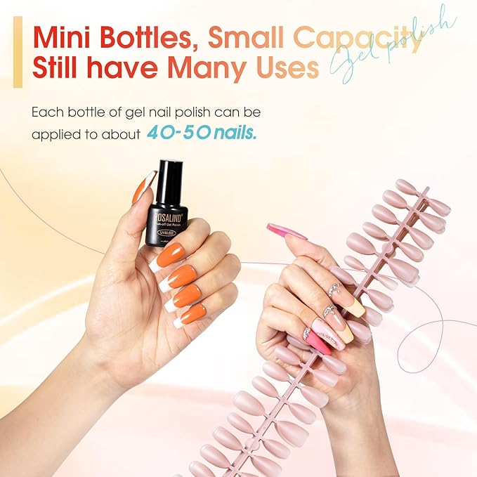 ROSALIND 30PCS Gel Nail Polish Set with Base Glossy Matte and Glitter Top Coat Gel Polish, Orange Green Fall Winter Gel Nail Set Soak Off Gel Polish Set