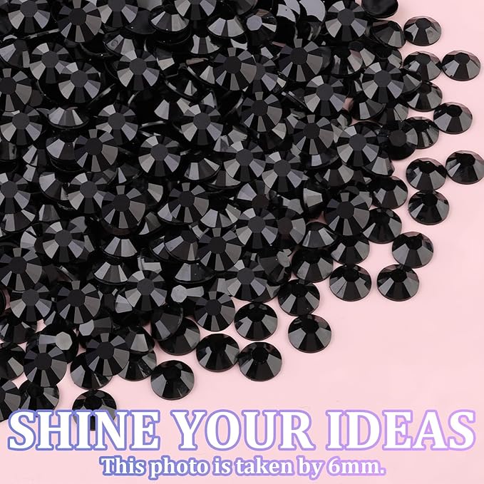 32000Pcs Black Rhinestones for Bedazzling, Flatback Resin Gems Crystal, Bedazzler Kit with 3Pcs 10ml B7000 Jewelry Glue and Tweezers for Makeup Crafting Nail Art