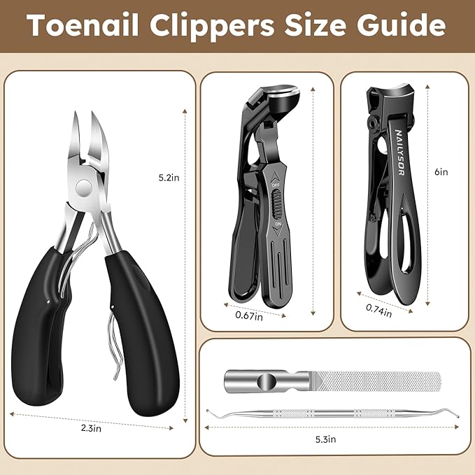 Upgrade Ultra Wide Jaw Opening Nail Clippers for Thick Nails, Long Handled Toenail Clippers for Seniors Thick Toenails, Large Angled Head Sharp Cutters, Fingernail Clippers with Catcher for Men Women
