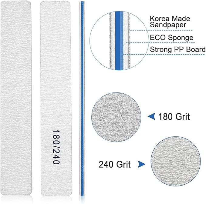 Nail File-50pcs 180/240 Grit Nail Files for Natural Nails, Emery Boards Nail Files Double Sided, Professional Manicure Tools for Nail Tech
