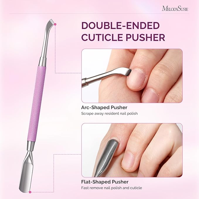 Melodysusie 4 in 1 Acrylic Nail Clippers Set, with Cuticle Trimmer and Dual-Ended Cuticle Pusher Remover, Stainless Steel Acrylic Nail Cutter Set, Pedicure Manicure Acrylic Nail Tools for Home Salon
