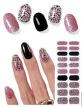 Semi Cured Gel Nail Strips (Glitter Leopard), Purple, 20 Pcs Gel Nail Wraps, Stickers, Salon Quality, Long Lasting, Works with Any UV Lamps