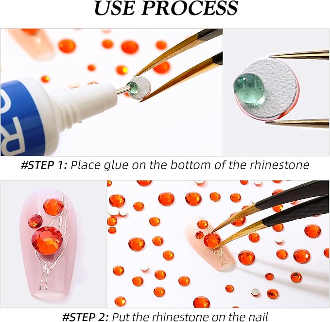 Hyacinth Flatback Rhinestones, Glass Rhinestones for Nail Art and Craft, Glue Fix, Loose Crystal Gemstones(Orange, SS4, 2880pcs, 1.5-1.7mm)