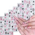 6 Sheets Halloween Nail Stickers Decals Pink Glitter Pumpkin Blood Drop Nail Sticker Black Spider Web Bat Nails Decals Self-Adhesive White Ghost Skull Nails Art Sticker Decal for Women Halloween Decor