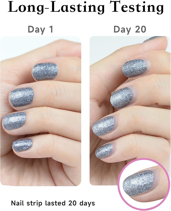 Nail Polish Strips, 44PCS Salon Quality Wraps with Top Coat, Long Lasting Gel Nail Stickers for Women Easy Apply& Remove (Autumn Brwon&Gloden)