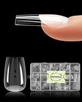 Extra Thick Short Coffin Nail Tips, Natural Curve Strong Clear Pre-etched Press on Nail Gel Extension, Full Cover False Nail Tipsfor Acrylic French Salon DIY 15 Sizes 360 pcs