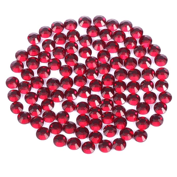 Dark Red Rhinestones for Crafts Flat Back Glass Nail Rhinestones Nail Gems Crystals for Makeup Bags Shoes Decoration DIY(SS6,1440pcs,Dark Siam)