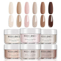 Modelones Nude Acrylic Powder 6 Colors Acrylic Nail Powder Kit Chocolate Brown Latte Soft Tones Cover Powder for Nail Art Extension No Nail Lamp Needed