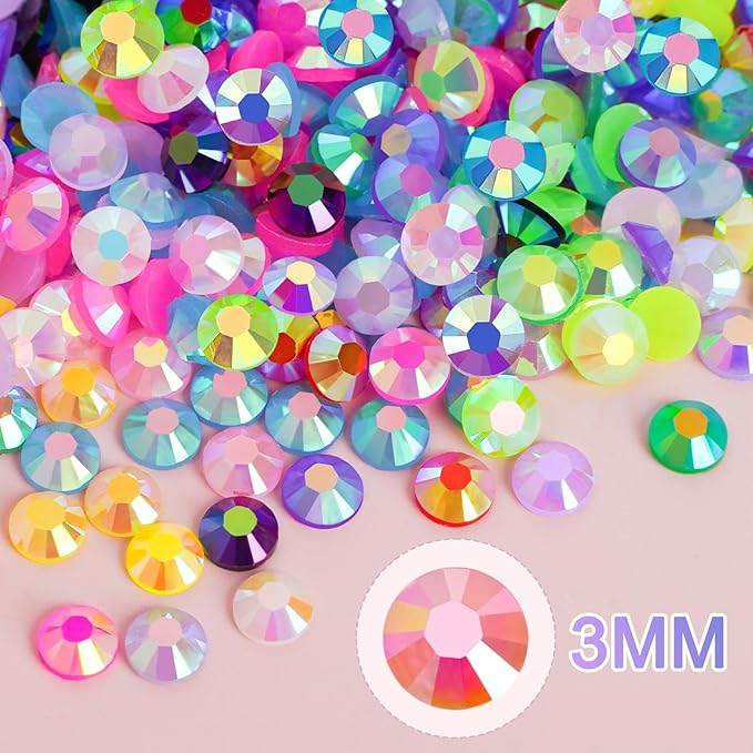 Canvalite 18000PCS Nail Rhinestones for Crafting, Multicolor 3mm Flatback Rainbow Gems, Bedazzling Crystal with 4Pcs 2.5g Jewelry Glue for DIY Crafts Clothing Shoes Nail Art,Stocking Stuffers Gifts