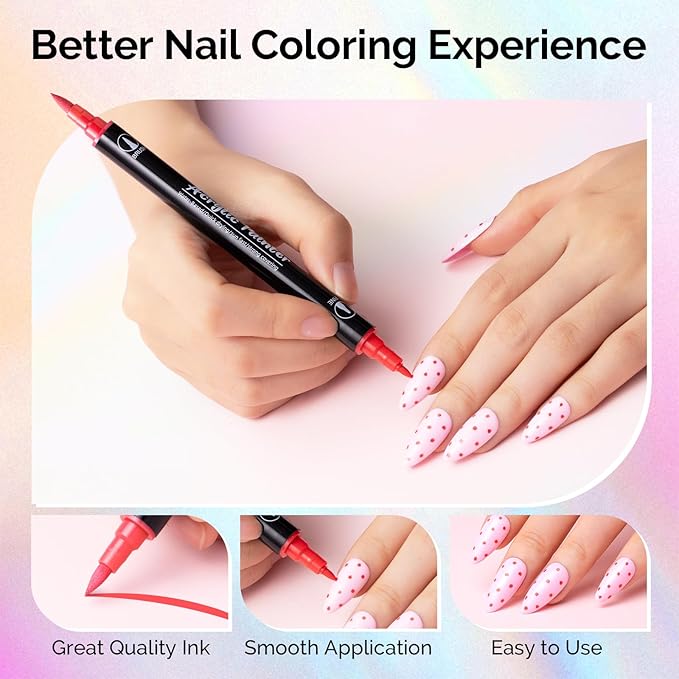MelodySusie Nail Art Pens Set, 12 Colors Double-Ended Nail Polish Pens for Nail Art, Dual Tip, Nail Dotting Tool, Drawing Pen for Nail Design, Manicure Nail Pens for Salon and DIY at Home