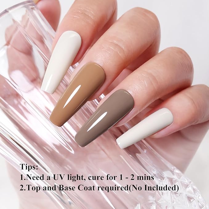 10ml Hema Free Fall Gel Nail Polish Set 6 Colors Beige Brown Nude Chocolate Gel Nail Polish Kit Soak Off Nail Art Salon Home DIY Gift for Women
