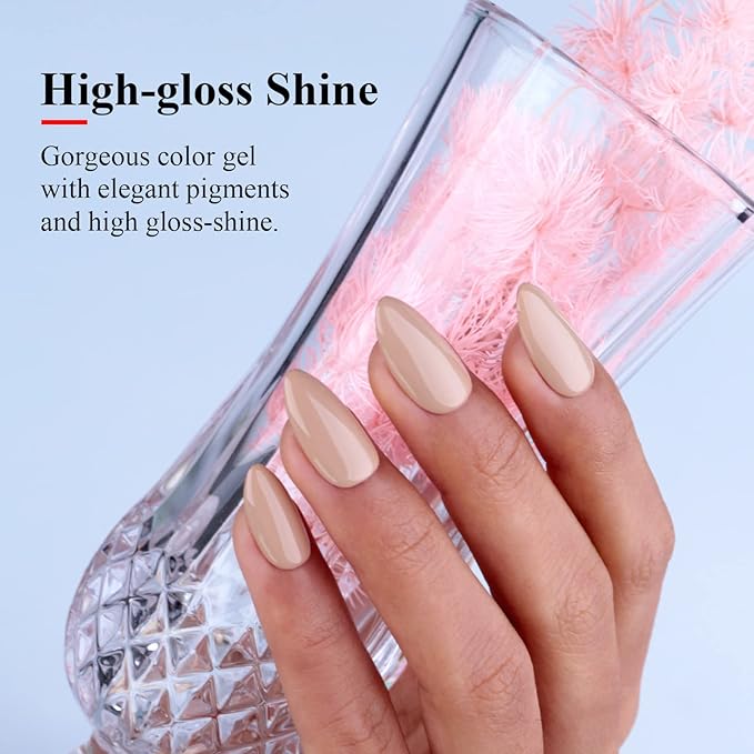 Imtiti Nude Gel Nail Polish, 1 Pcs 0.5 Fl Oz Nude Brown Gel Polish Soak Off LED U V Nail Gel Polish Neutral Skin Tones Gel Nail Polish DIY Nail Art Starter Manicure Salon Gel Nail Kit for Women Girls