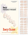 Heyhae Semi Cured Gel Nail Strips | No LED Lamp Needed | Pink, Solid | Easy Apply & Remove, Salon Quality | Includes 28 Strips, 1 Prep Pads, Nail File & Wooden Stick - Hey, Freshly Picked