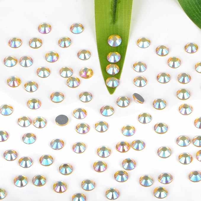 Bymitel Hotfix Crystal Rhinestones Round Gems Iron on DIY Jewelry Making Flat Back for Crafts,Citrine AB, 1.3mm(SS3/2880pcs)