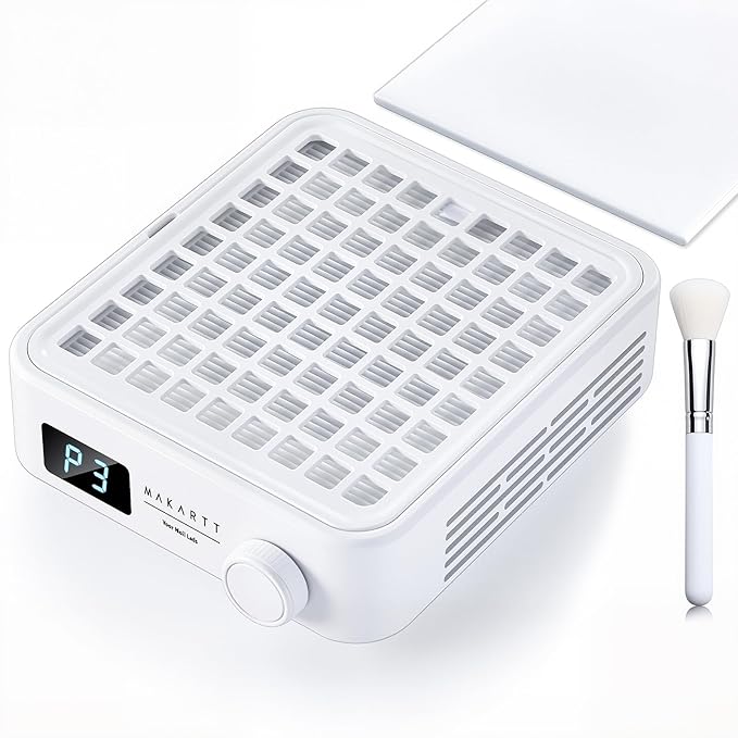 Makartt Professional Mini Nail Dust Collector – Powerful Dust Collector Nail Tech Quite Suction Machine for Acrylic Nails Manicure & Pedicure Salon & Home Use Includes 10pcs Filters & Dust Brush