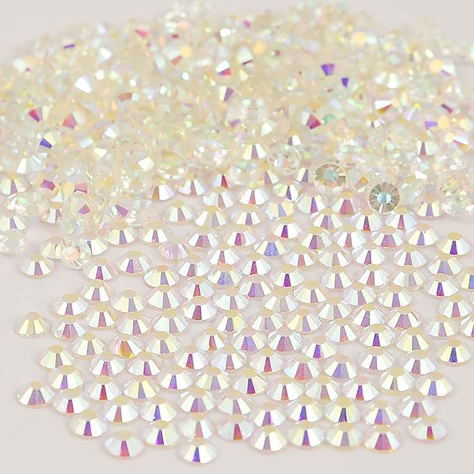 NCB Nancybeads 2000pcs Flatback Round Glass Nail Art Rhinestones Crystal for DIY Making Accessories Shoes, Clothes, Face Art, Bags, Manicure (Starry Meteor, SS10 2000pcs)