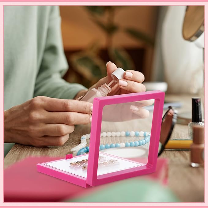 meekoo 30 Pcs Press on Nail Packaging Box with 90 Pcs Adhesive Double Sided Tape Artificial Nail Display Case Storage Container Box Acrylic Packaging Organizer for Home Salon Art (Rose Red)