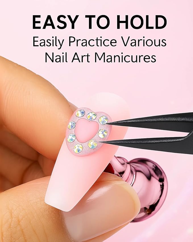 Nail Stand Set for Nail Art Practice & Display - Complete Acrylic Nail Holder Kit with Bonus Tweezers & Double-Sided Tape, False Nail & Press On Nail Practice Stand for Home DIY, Salon Use