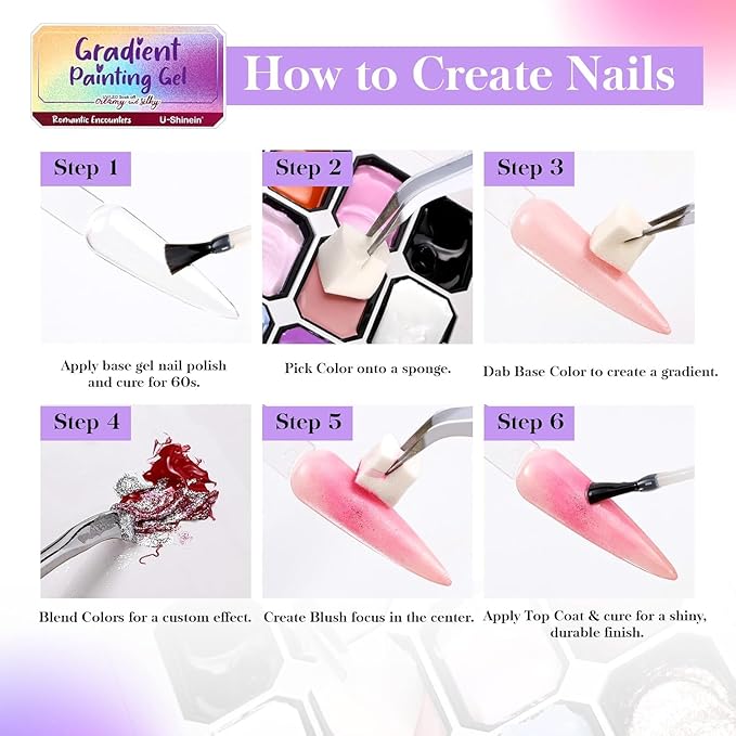 Gradient Painting Gel, 24 Bright Glitter Gold&Silver Black&White Pearlescent Colors Ombre Gel Nail Polish for Light Pigment Pat Nail Gel Kit French Manicure No-wipe DIY Nail Art Soak of UV C