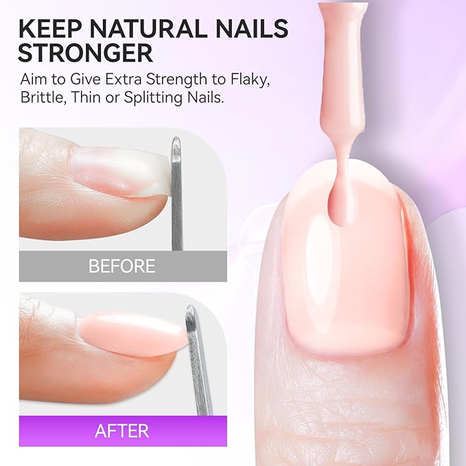 Gelike EC Pro Nail Glue & Strengthener: Nude 6-in-1 Nail Adhesive for Repair - Strengthening & Protein Repair - Perfect for Home & Salon Use 11547 - UV Needed