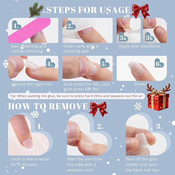 Winter Press On Nails Almond - Jofay Fashion Blue Aurora Cat Eye Snowflake Press On Nails, Acrylic Fake Nails with Glue, Reusable Soft Gel Glue On Nails for Women in 16 Sizes, Stick On Nails Kit