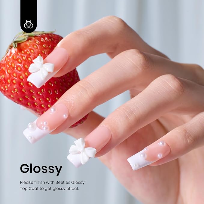 Beetles 500Pcs Medium Clear Stiletto Nail Tips 1 Pcs 15ml White Color Gel Nail Polish
