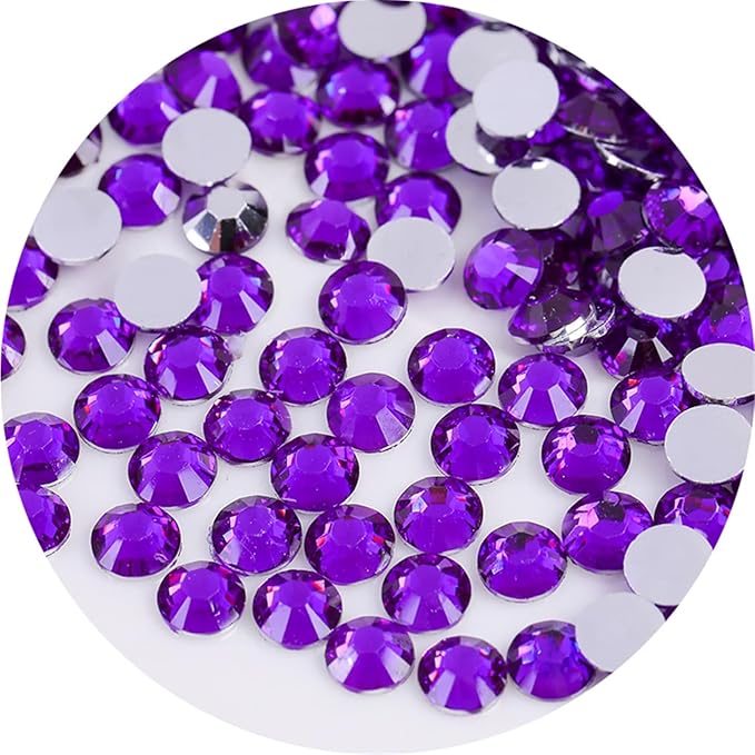 720 Pcs SS30 6mm Flatback Rhinestones for Nails Art Crafts Glitter Round Gems Crystals DIY Clothes Shoes（Dark Purple)