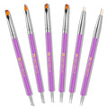UNA GELLA Nail Art Pens 6PCS Purple Color Double-ended Acrylic Nail Brush Set Nail Dotting Tools Nail Art Design Christmas Brushes for Gel Polish, Liner, Drawing, Dotting and Detailing French Tip Tool