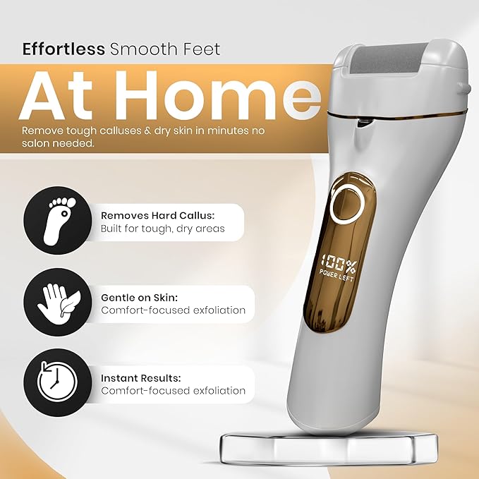 Electric Foot Callus Remover for Cracked Heels, Rechargeable Waterproof Pedicure Tool, Professional Foot Care Kit with Travel Organizer Bag & Nail Clipper | BukDot