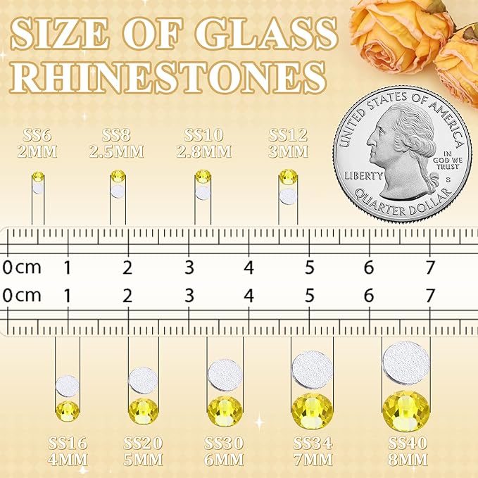 3000PCS SS8/2.5mm Crystal Rhinestones (Lemon Yellow), Bedazzling Flatback Glass Rhinestones for Crafting, Gems Diomand Charm for Tumbler Shoes Clothing Mugs Nail Art