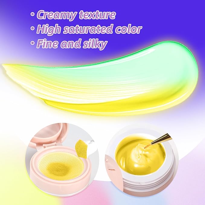 Cushion Gradient Painting Gel, Ombre Nails Aura Nails Full Coverage Precise Control of Each Dip Matte Effect Non-Wipe Long Lasting French Manicure Soak Off UV LED DIY Nail Art (09)