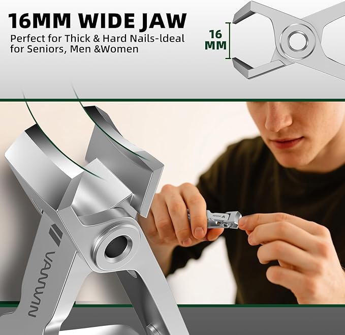 Toenail Clippers for Seniors Thick Toenails, Large Toe Nail Clippers for Men Thick Nails with 37mm Wide Opening, Heavy Duty Ingrown Toenail Clippers with Long Handle Sharp Slanted Nail Cutter