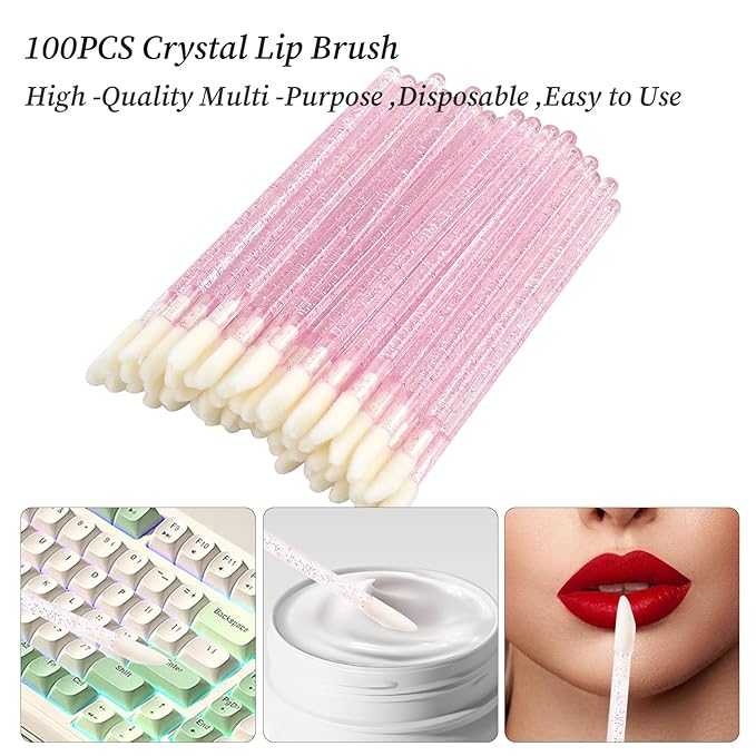 300 Pack Disposable Spoolies Brushes Sets Mascara Wand Lip Brushes Bamboo pole-shaped Handle Cotton Swab for Eyebrow Eyelash Extension Tattoo Lipstick Applicator(Pink)