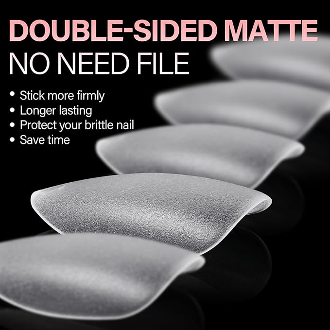 AILLSA Short Almond Nail Tips 450PCS Acrylic Gel Double-sided Matte Clear Pre-Buff Gel Nail Tips No Need Base Coat Press on Nails Tips for Extension 15 Sizes