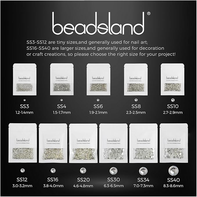 Beadsland 288pcs Flat Back Crystal Rhinestones Round Gems for Nail Art and Craft Glue Fix, Pure Purple, SS30, 6.3-6.5mm