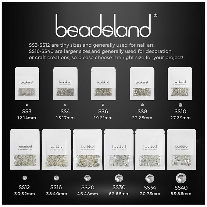 beadsland Flat Back Crystal Rhinestones Round Gems for Nail Art and Craft Glue Fix,Montana (6.4-6.6mm) SS30/288pcs