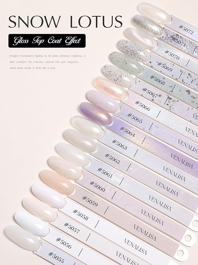 VENALISA V4 22 Pcs 10 ML White Gel Nail Polish Set with Color Card, Cat Eye Milky White Glitter Gel Polish Color Nail Art Starter Manicure Salon DIY at Home