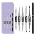 5 Pcs Nail Art Brush Set, Nail Art Brushes Double-Ended, Nail Liner Brushes and Nail Design Brush for Long Thin Liner Nails Detail, 3D Brush for Nails Art Gel Nail Polish Acrylic Nail Drawing