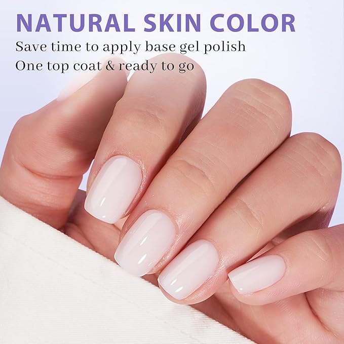 BTArtboxnails XS Short Square Gel Nail Tips - Pre Colored Milky White Soft Gel Nail Tips, Milky White Press on Nails, Natural XCOATTIPS