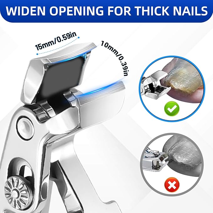 Thick Toenail Clippers for Seniors, Professional Edgy Nail Clippers for Men, Heavy Duty Large Finger Nail Clippers Adult, Angled Head Nail Clippers Cutters with Long Handle (4PCS Nail Clippers Set)