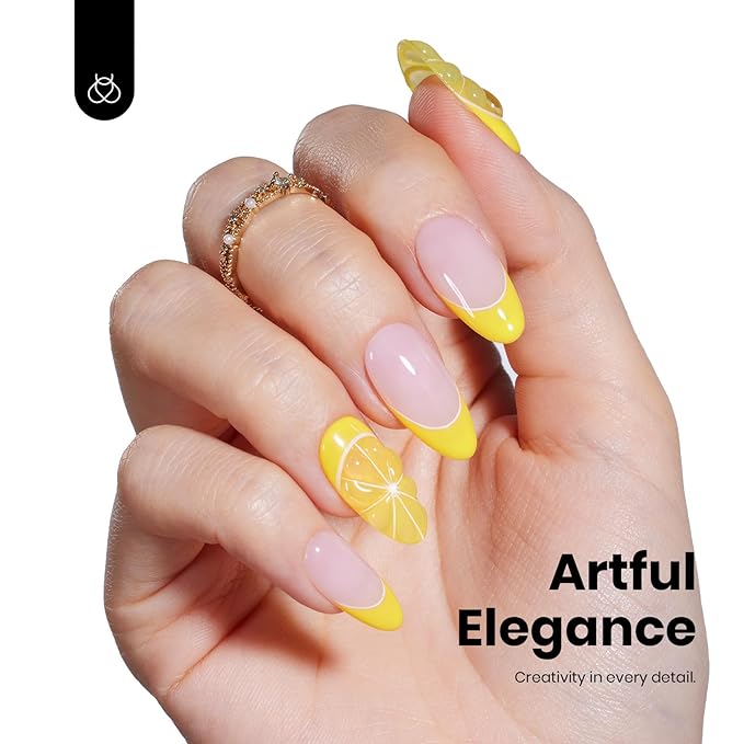 Beetles Yellow Gel Polish - HemaFree Lemon Yellow Gel Nail Polish, High Gloss Soak Off Sunrise Glow Spring Nails Art Manicure Salon