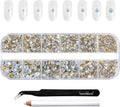 Beadsland Rhinestones for Makeup,8 Sizes 2500pcs Crystal Flatback Rhinestones Face Gems for Nails Crafts with Tweezers and Wax Pencil,Blue Moonlight,SS4-SS30