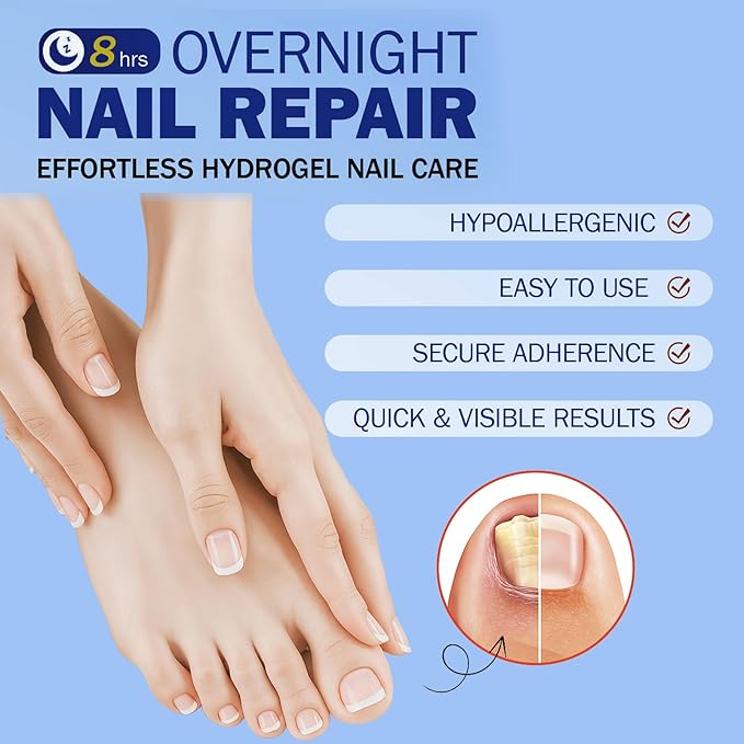 Fungal Nail Patches for Toenails, 42 Count - Nail Repair Patches with 8-Hour Adhesion, for Discolored & Damaged Toenails Care, Overnight Renewal for Men & Women