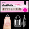 Beetles Gel Nail Tips Flat-X - Almond Short, 160pcs 16 Sizes, Pre-Etched Half Matte Full Cover Soft Acrylic False Nail Tips Clear Press on Easy DIY Extension Salon for Flat & Natural Nail Beds
