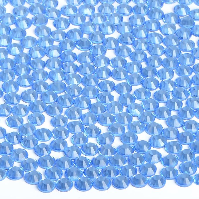 2880 Pieces SS6 Lt. Sapphire Hotfix Rhinestones Flatback Round Crystal Glass Rhinestones Gems for Crafts Nail Face Art Clothes Shoes Bags DIY