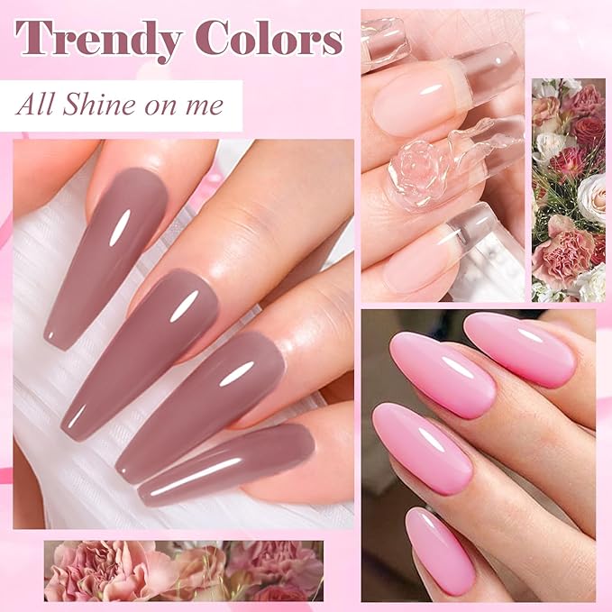 MEET ACROSS All-in-One Extension Mini Kit Non-Sticky Builder Gel Starter Kit WIth Base & Top Coat/Dual-Silicone Pen/Pro File/20-Pc Reusable Dual Forms Salon-Grade Extensions (Clear+White+Nude+Pink)
