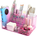 Nail Drill Holder & 28 Holes Nail Drill Bits Holder, Transparent Acrylic Nail Drill Machine Storage Box, Professional Nail Drill Organizer Case for Manicure tools (Pink)