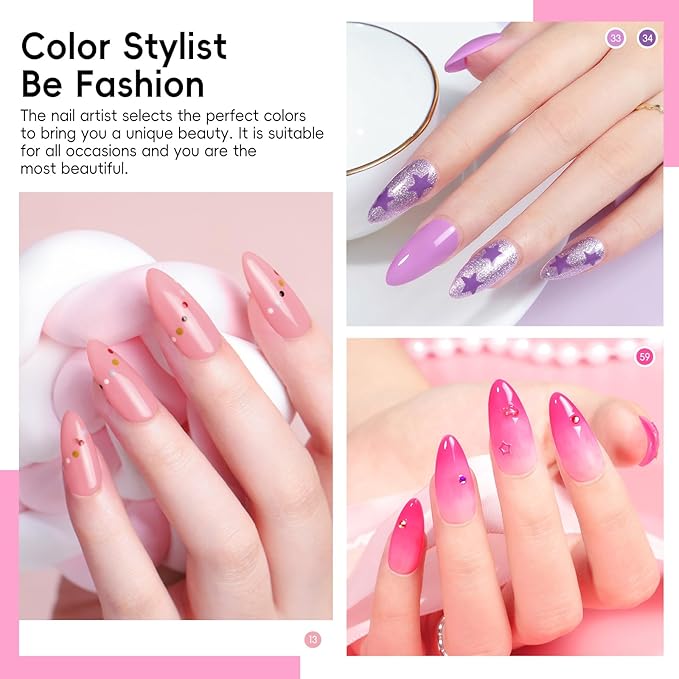 COSCELIA 40PCS Gel Nail Polish Set, 36 Winter Colors Gel Polish Set with Glossy Matte Sliver Top Base Coat Nude Red Brown Blue All Seasons Colors Nails Valentines Day Gifts for Women Teens Girls