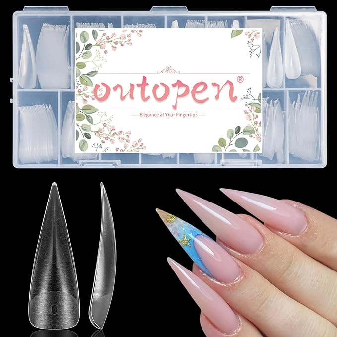 outopen 150pcs Long Eagle Claw Nail Forms Matte Full Cover Eagle Stiletto Nail Extension Art Mold Reusable Eagle Curved Nail Forms for Sculptural Polygel Acrylic Extension DIY Manicure, 15 Sizes