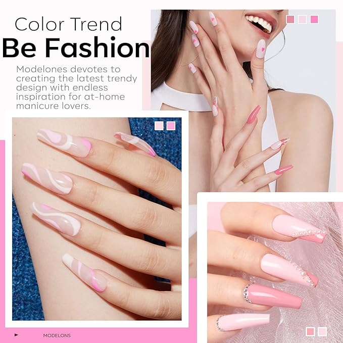 modelones Gel Nail Polish Set, 6 Colors 2026 Easter Light Soft Pink White Nude Pink Gel Polish Soak Off Nail Art Design Manicure Kit Salon DIY Home Gift Women Girlfriend Girl